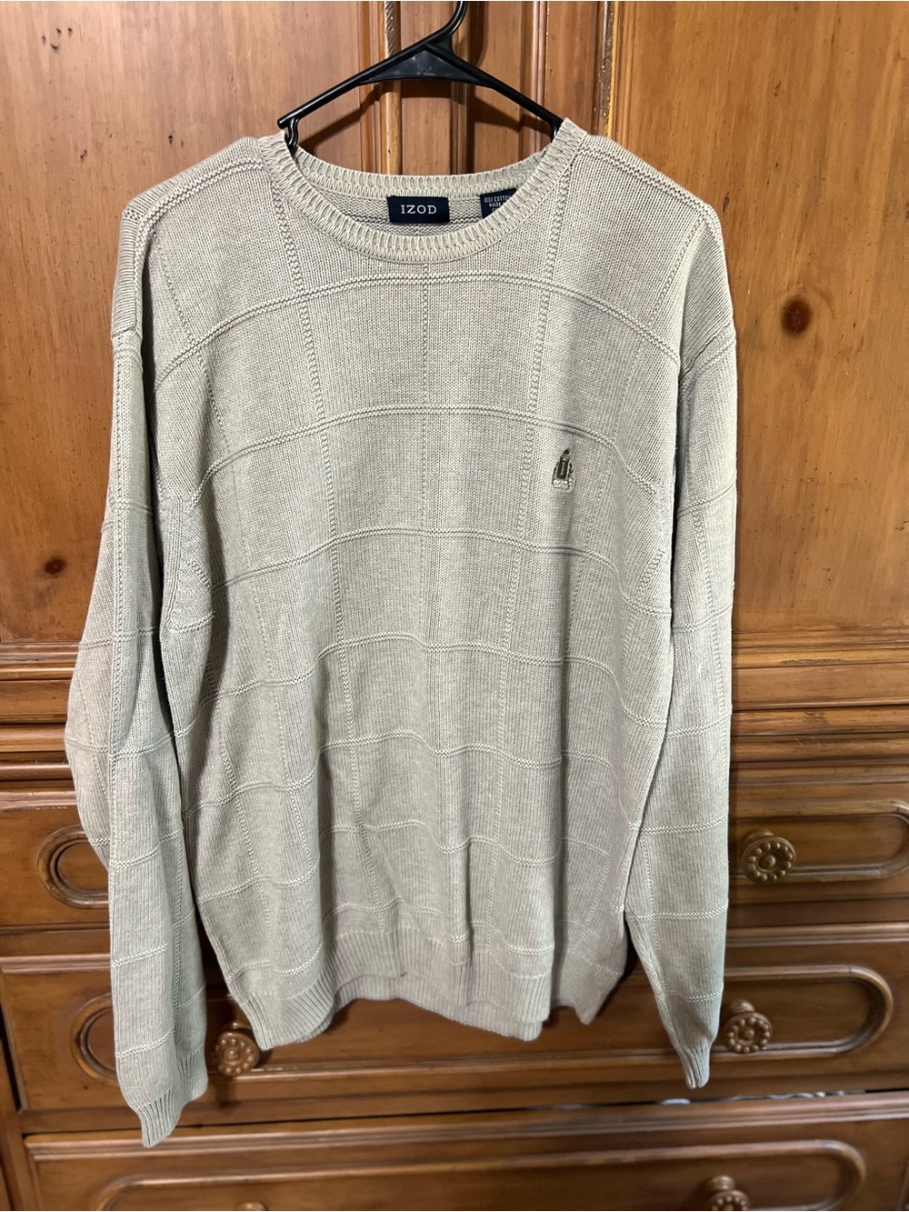 Izod Men's Light Cream Crewneck Knit Sweater